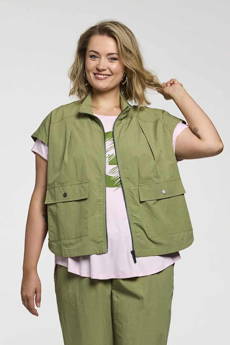 gJUNO Väst i bomullspoplin, Green