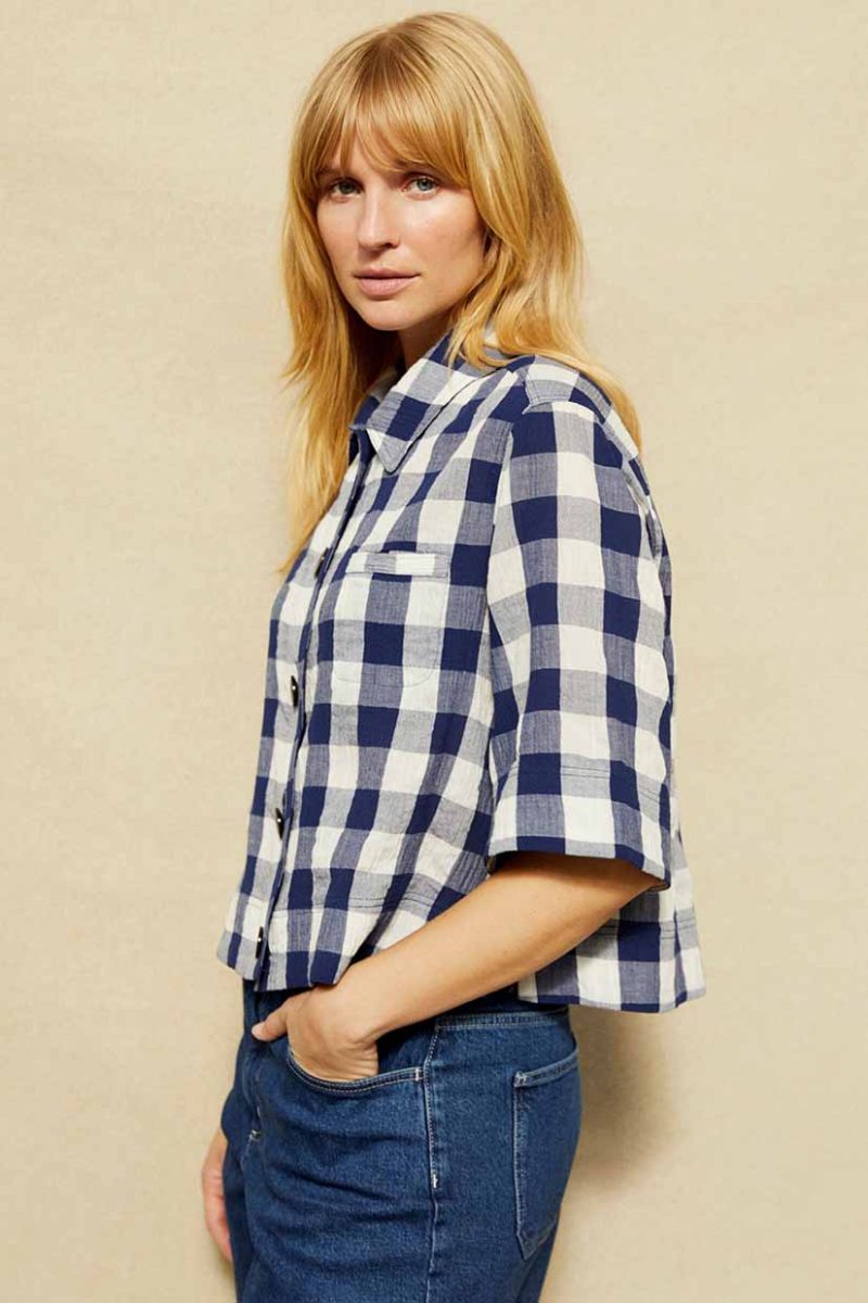 MaISARIEL Skjortblus i bomull, Medieval Blue