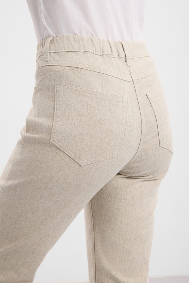 HANNAH REGULAR XSL Byxor i bomull/lyocell/hampa, Grey Sand Hemp