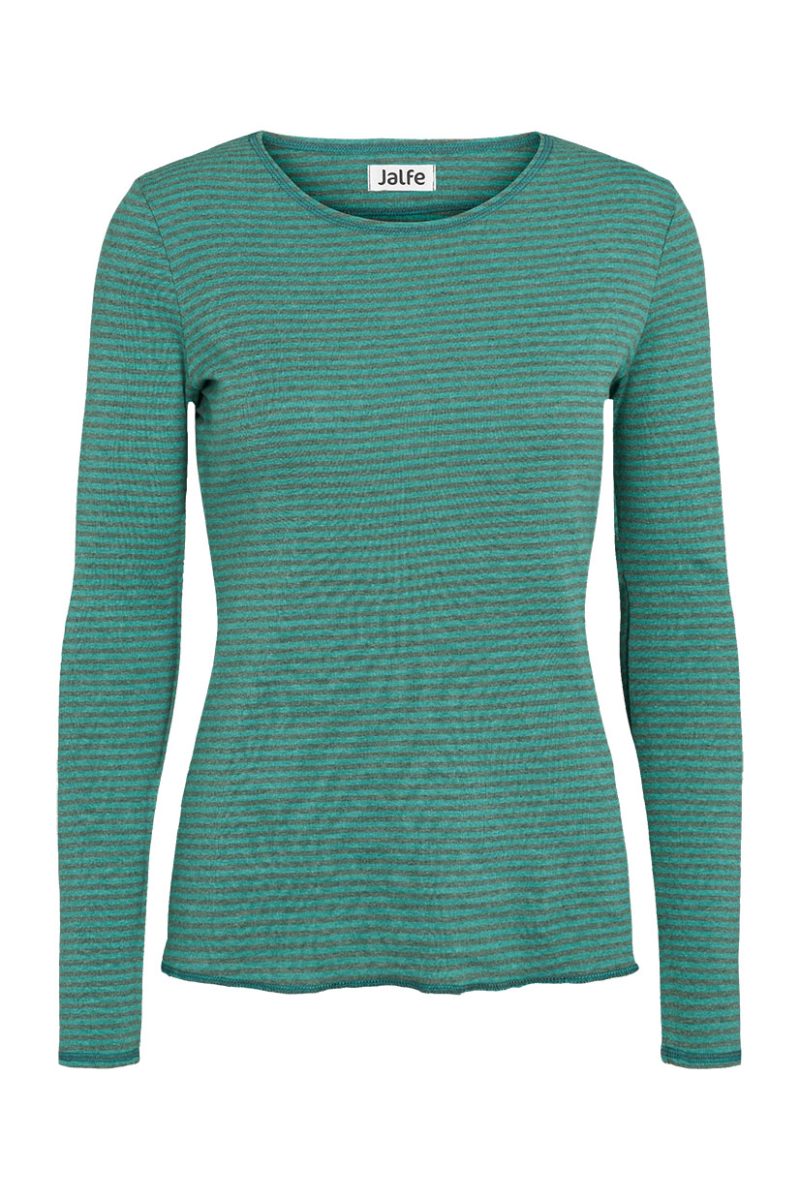 Bomullstopp smal rand, Jade/Sea mel.