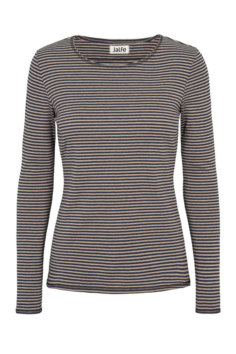 Bomullstopp smal rand, Jeans-Beige