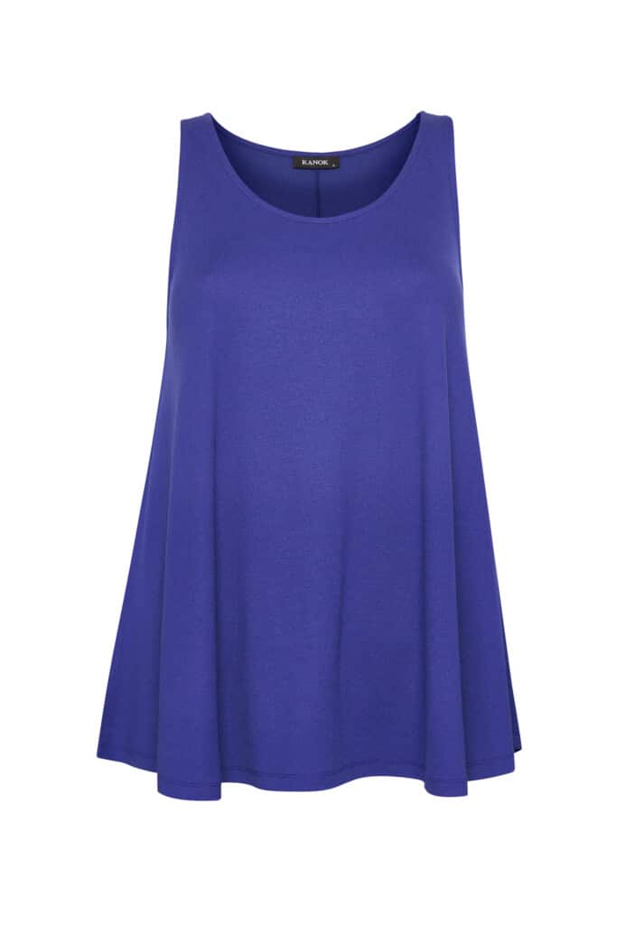 ANIKA Linne i kräppad viskostrikå, Cobolt