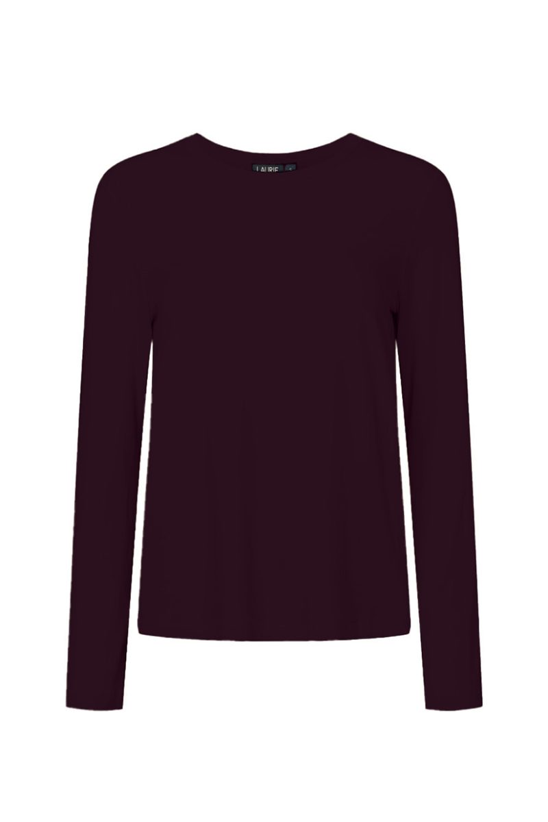 AMANDA Topp i stretchig modal/bomull, Dark Plum