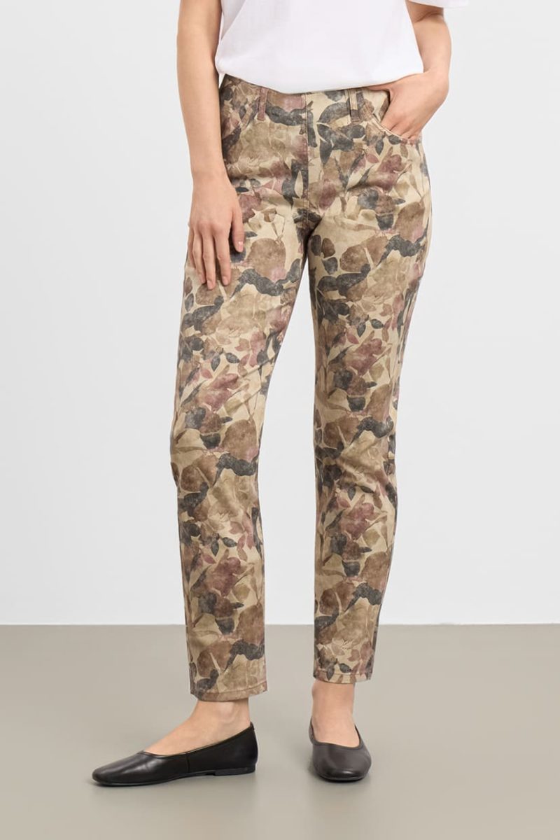 KELLY REGULAR SL Byxor i stretchig bomull, Plum Botany Print