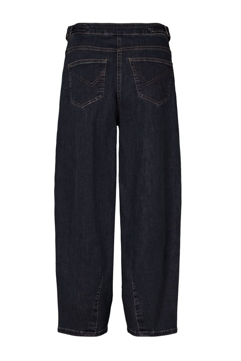FREYA TAPERED LOOSE SL Byxor i stretschig bomull, Night Blue Denim