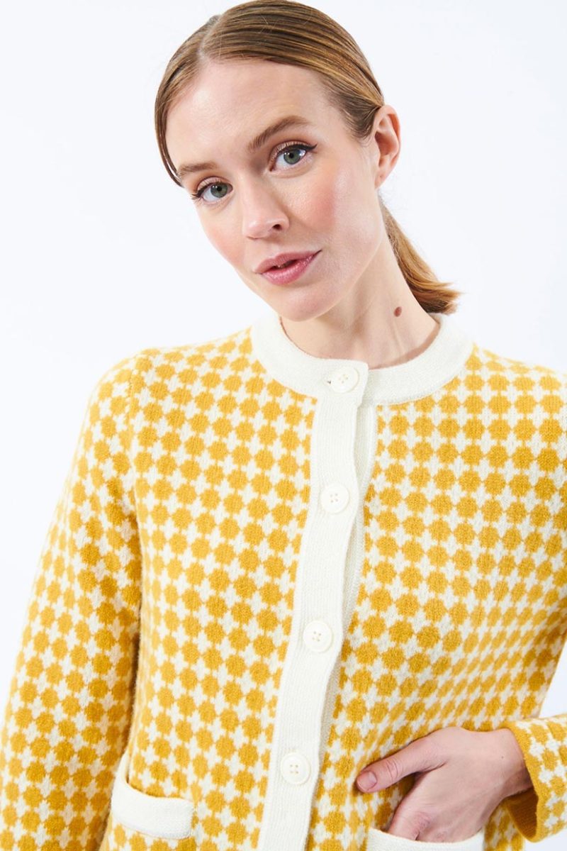 NADINE Kofta i merinoull, Yellow