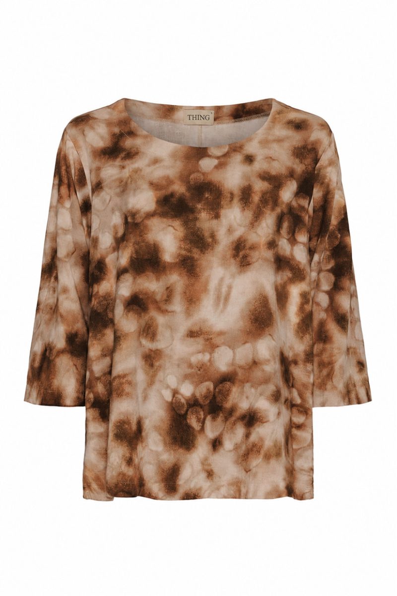 Blus i viskos/lin, Tabacco
