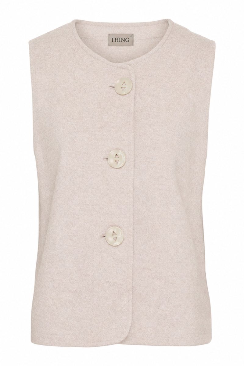 Väst i kokt viskos/ull, Off White