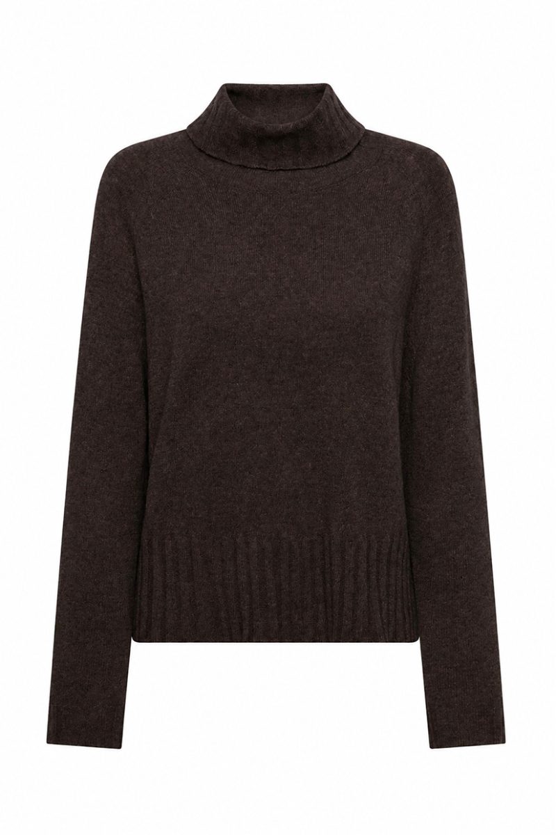HAFNIA Tröja i yak/merino/bomull, Brown