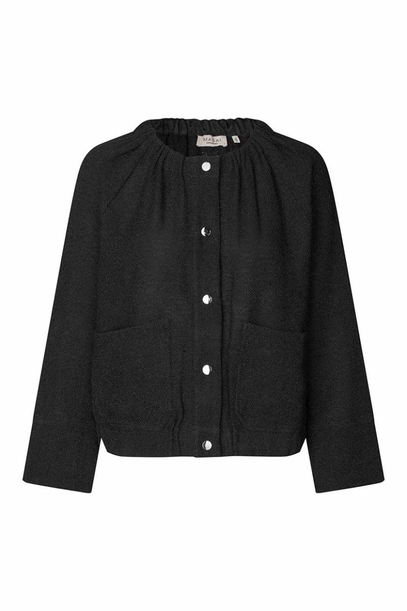 MaJISELLA Boucléjacka i bomull/viskos, Black