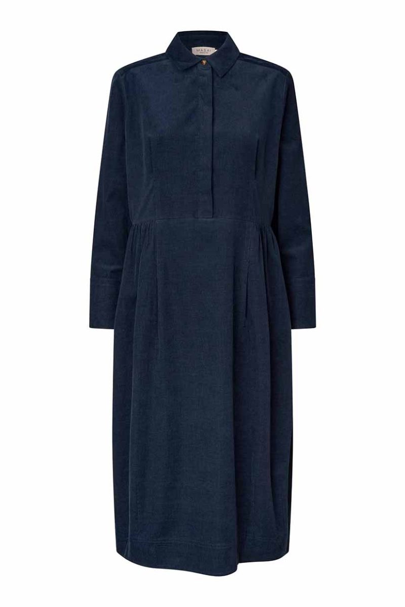 MaNAYO Klänning i bomullsmanschester, Dress Blue