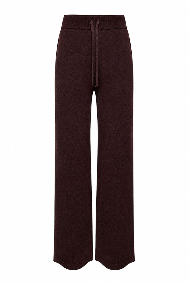 NINA Byxor i merinoull/bomull, Dark Brown