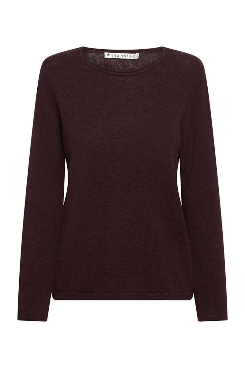 NIA Tröja i merinoull/bomull, Dark Brown