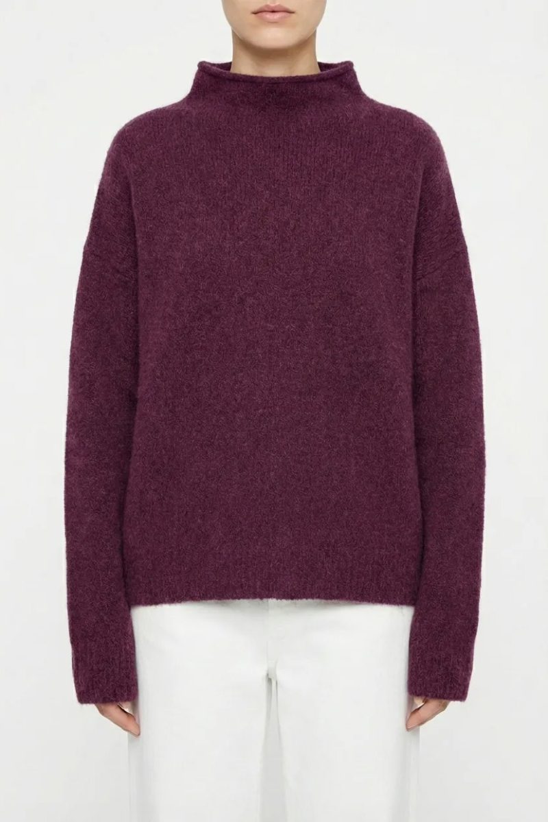 6701 Stickad tröja i alpacka/ull, Amethyst