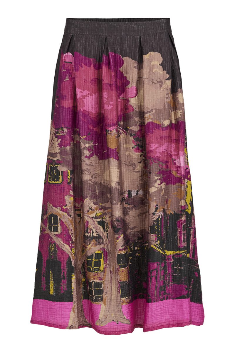 Kjol i viskos/lyocell, Dark Brown