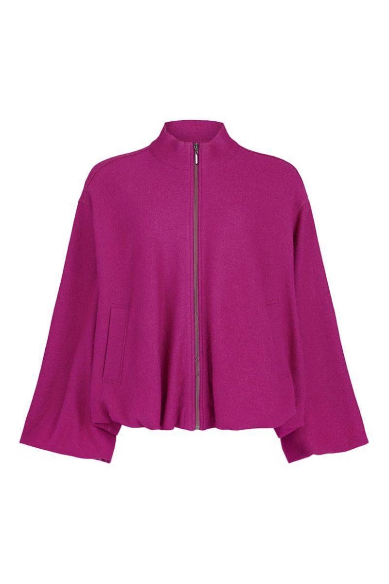 Jacka i kokt viskos/ull, Fuchsia