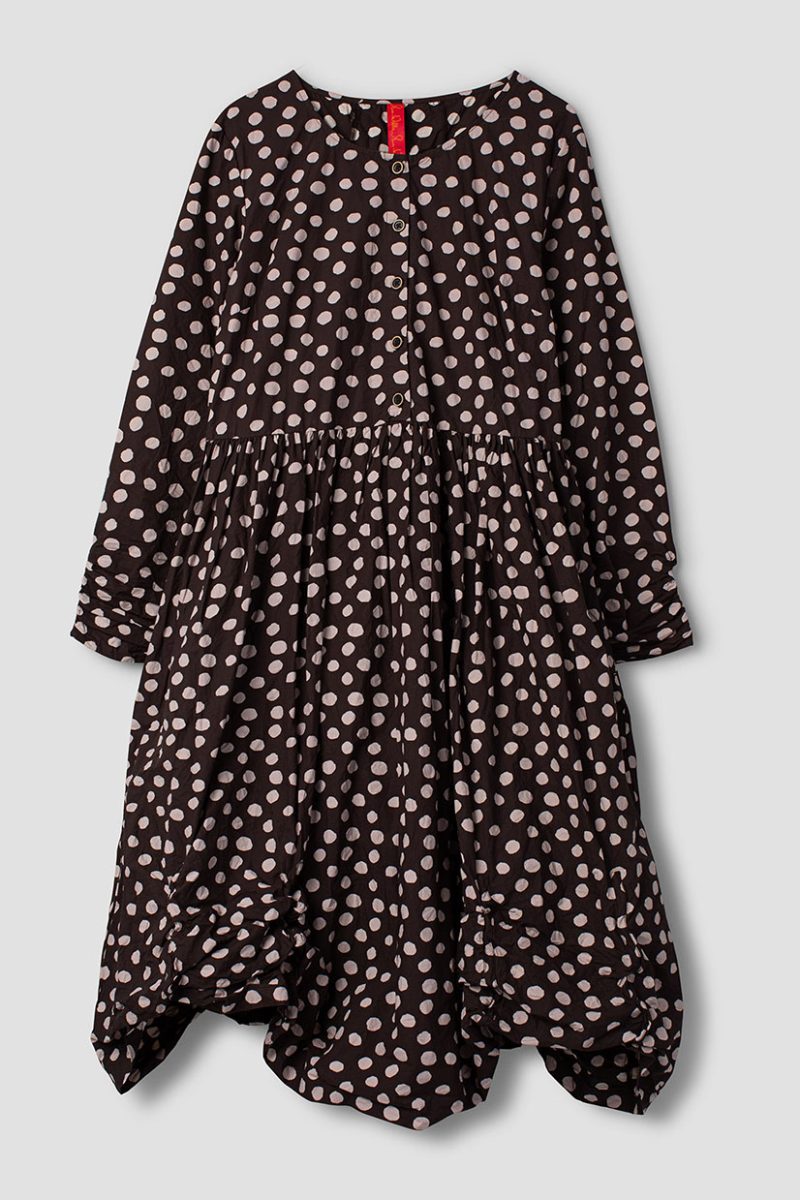 KLARA Klännning i bomull, Brown Dot