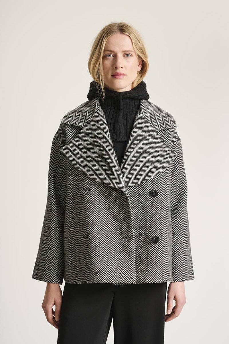 NISHIN Dubbelknäppt ulljacka, Herringbone