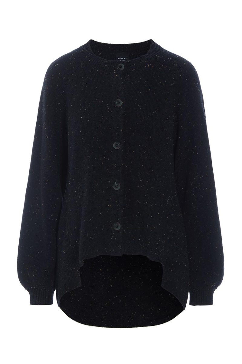 SHINABI A-formad kofta i bomull/ull, Black w. sprinkles
