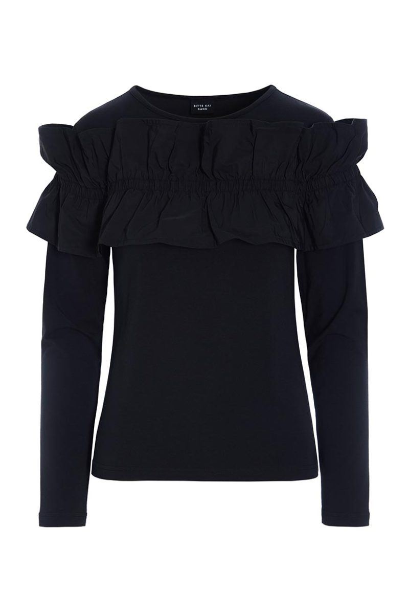 WAKABA Blus i lyocell/bomull, Black