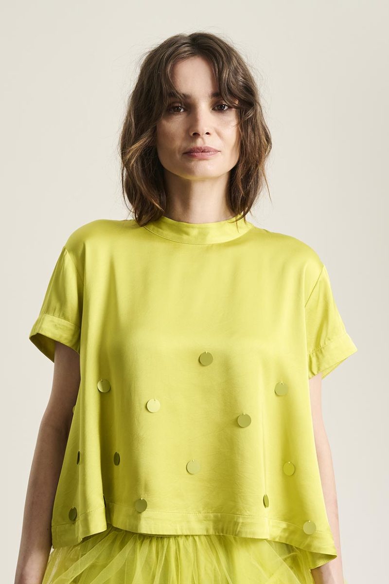 KUHAKU Blus i viskos/rayon, Citronelle