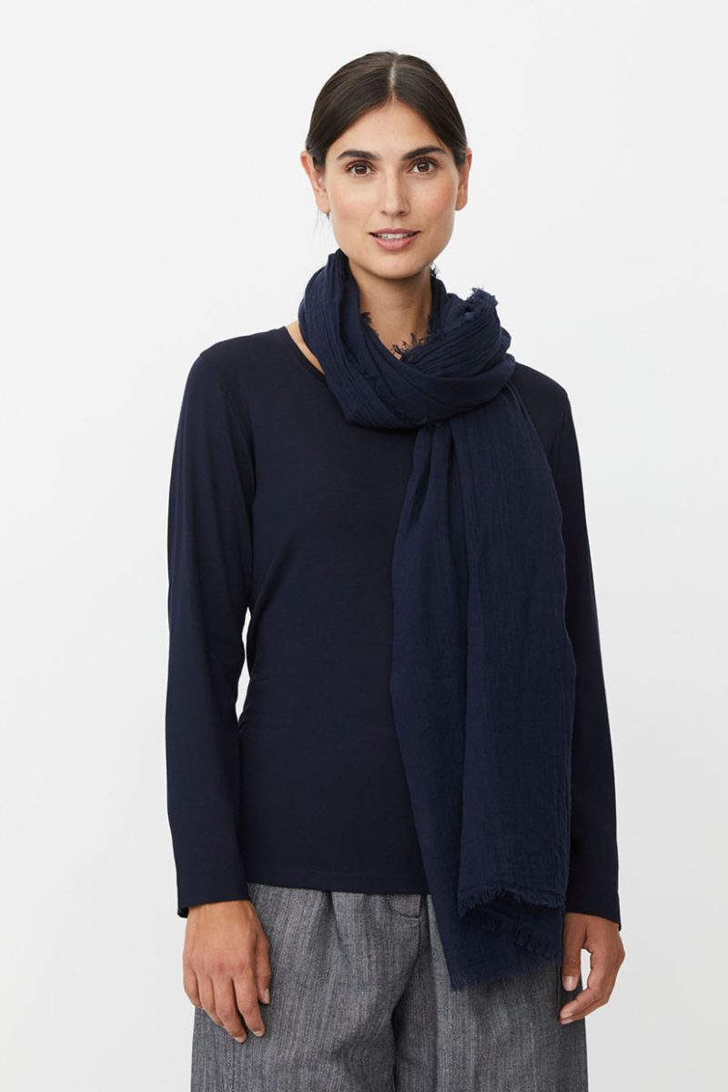 MaAVA Sjal i bomull, Navy Blazer