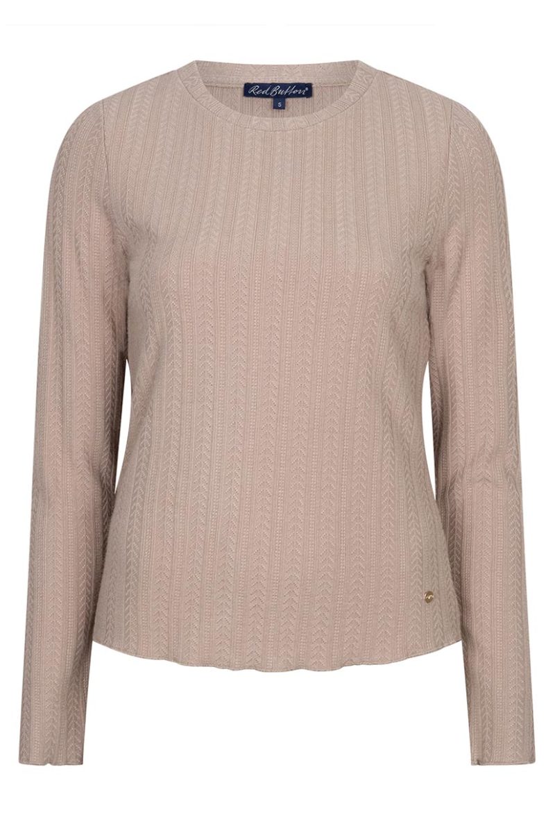 Topp i stickad viskosmix, Beige
