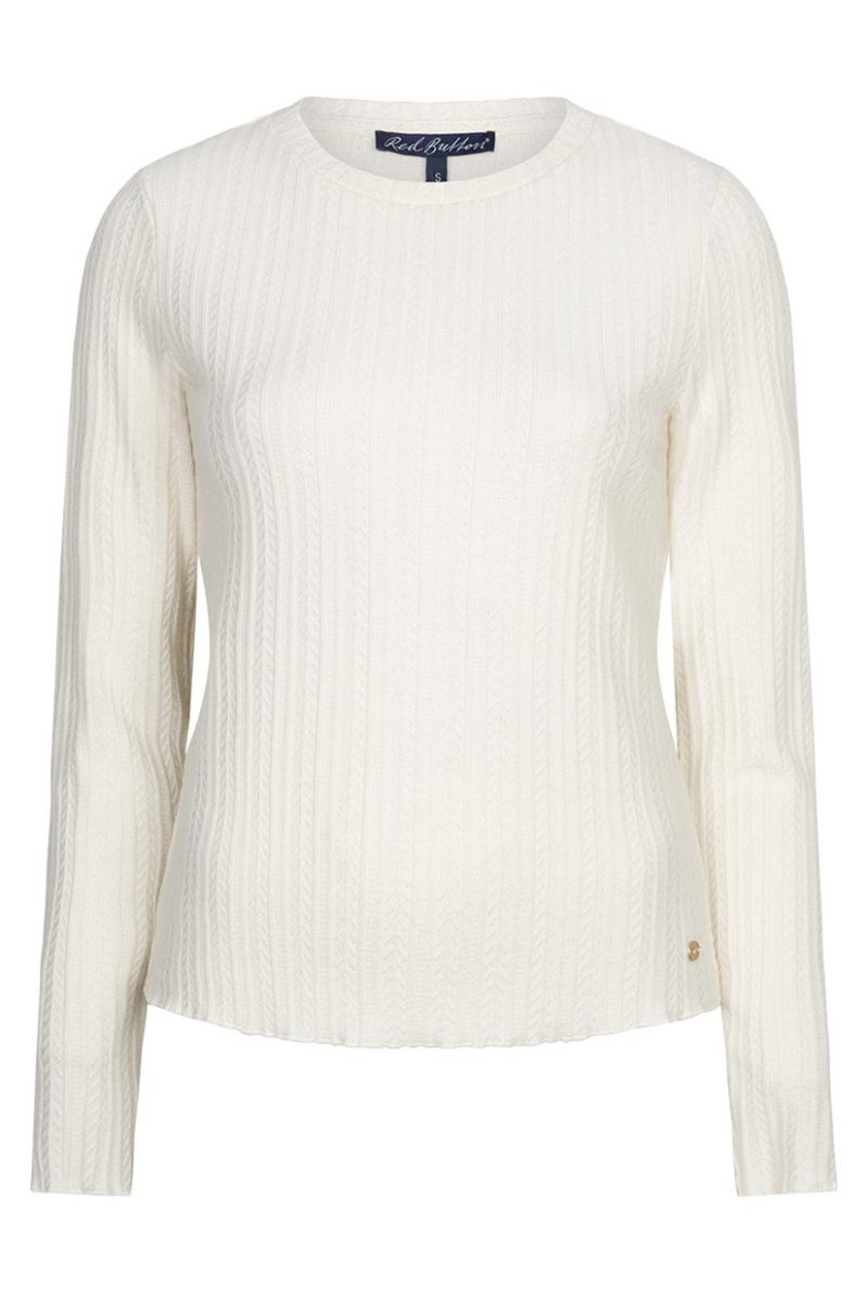 Topp i stickad viskosmix, Offwhite-Ecru