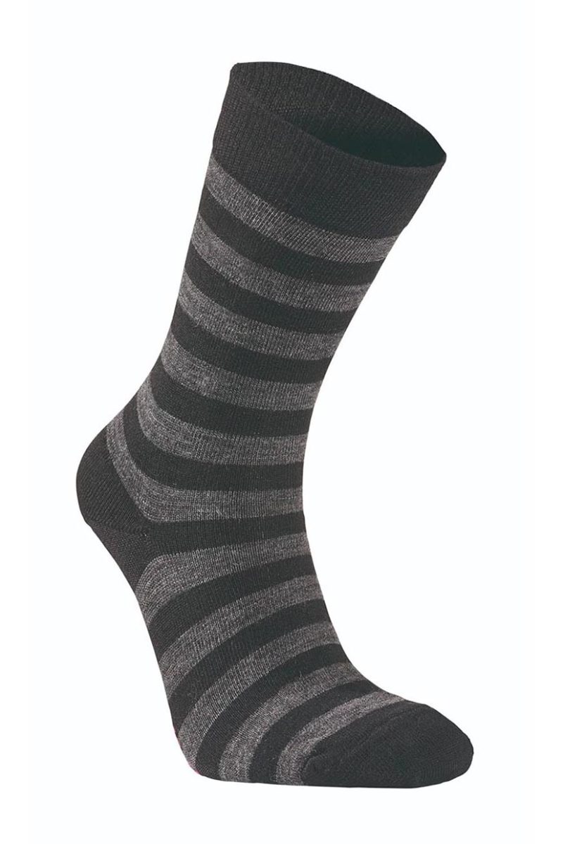 WOOL SOCK STRIPE Merinoullsstrumpa, Black