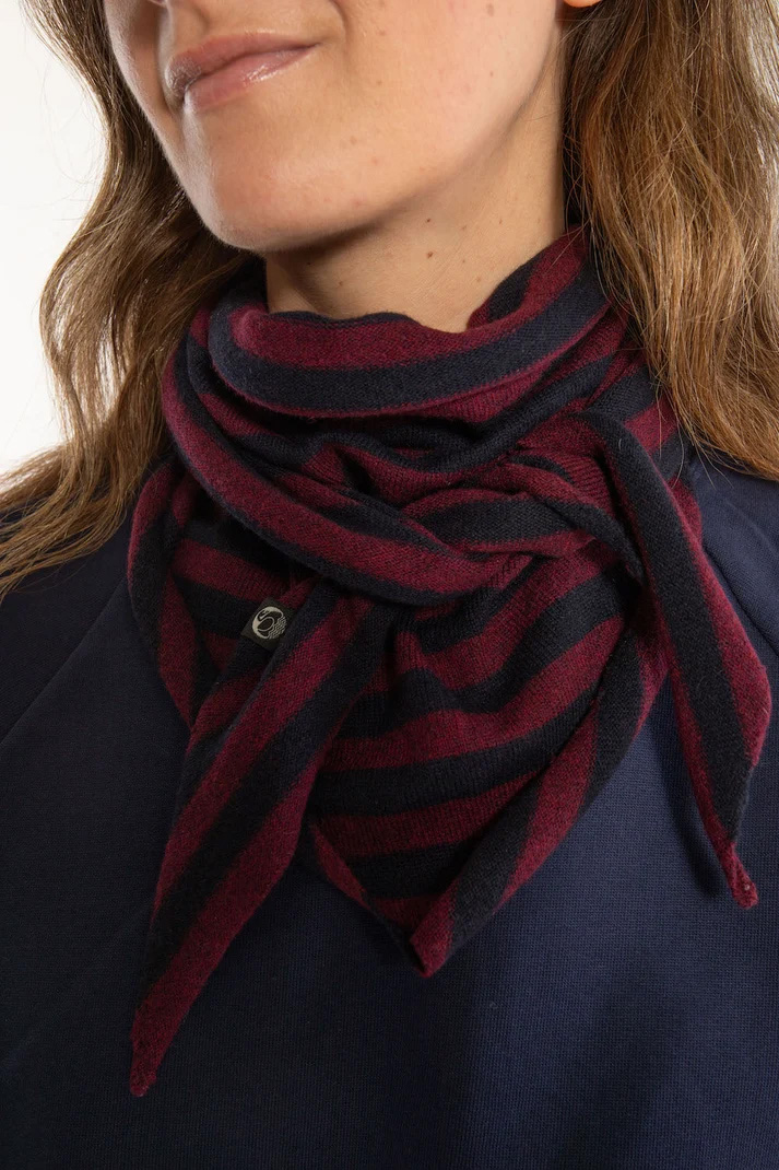 DANECHIC Sjal i merinoull, Navy/Dk Bdx
