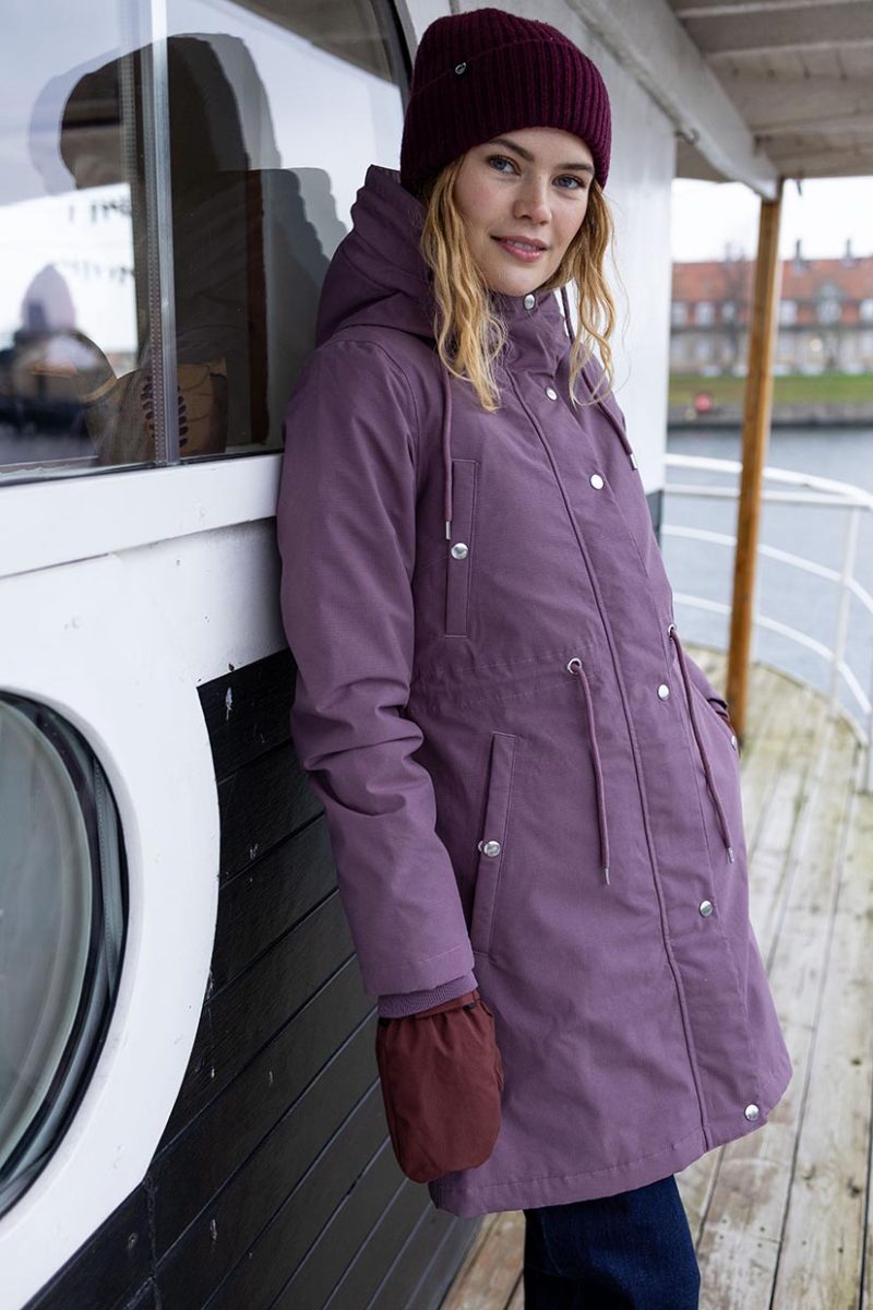 DANENORA Vind- och vattentät vinterparkas i bomullsmix, Grey Plum