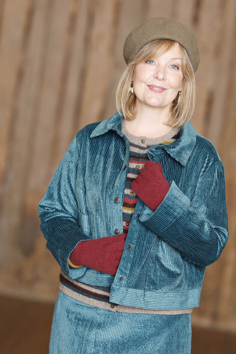 HEIDI Jacka i bomullssammet, Petrol