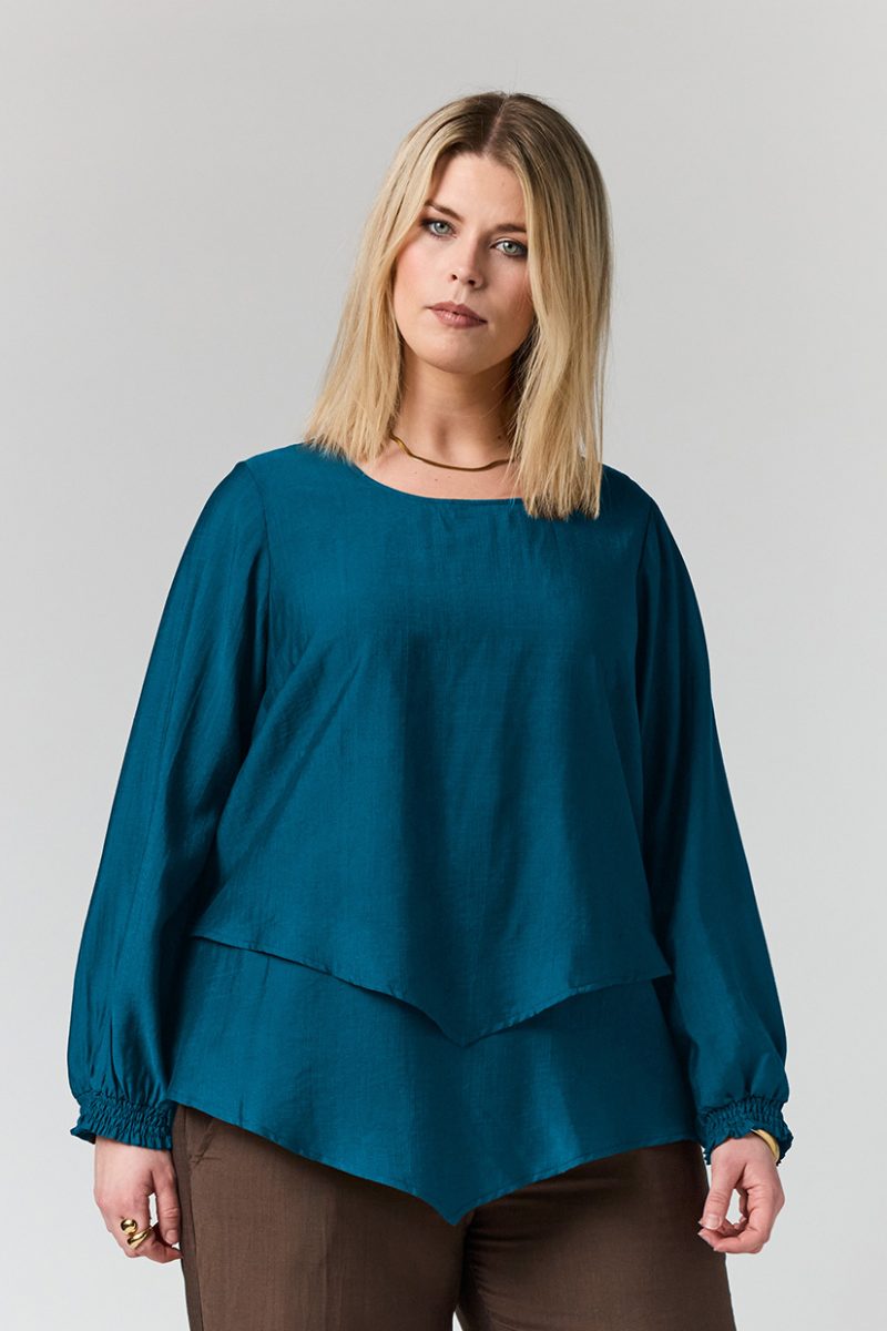 sANINE Blus i viskos, Petrol